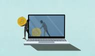 Das Bild zeigt Cyber-Diebe beim Stehlen von Bitcoin-Münzen Willkommen im Dot-Kommunismus!
