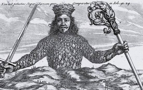 Das Bild zeigt das Frontispiz des Buchs Leviathan von Thomas Hobbes